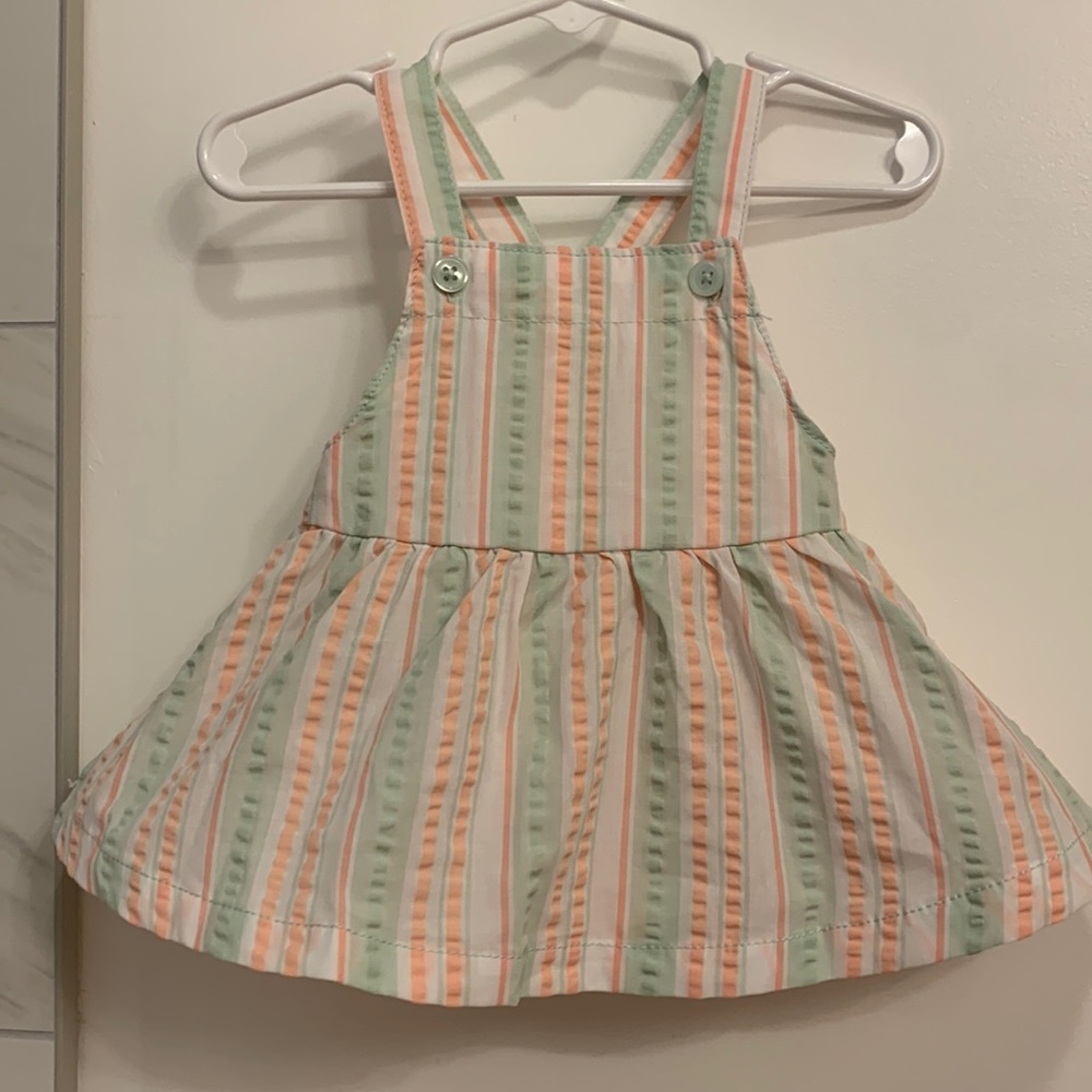 Adorable Green/Peach Overall Dress | Carters | Size 3 Months - NWOT